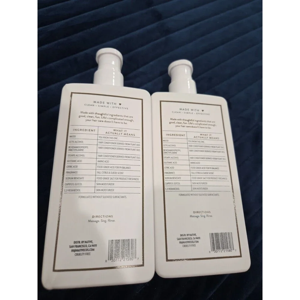 Set Of 2 Native Fall Citrus & Suede Hair Conditioner 16.5 FL oz NEW HB 10